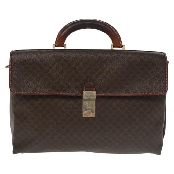 CELINE Macadam Canvas Hand Bag PVC Leather Brown Gold Auth 101152 - Picture 13 of 16